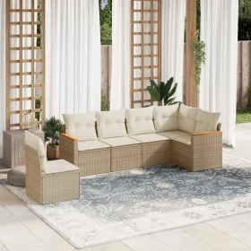 Garden sofa set with cushions 6 pieces beige synthetic rattan by , Garden sets - Ref: Foro24-3258418, Price: 428,11 €, Discou...