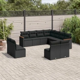 11-piece garden sofa set and black synthetic rattan cushions by , Garden sets - Ref: Foro24-3258485, Price: 649,93 €, Discoun...