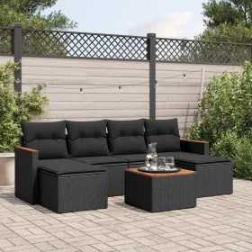 7-piece garden dining set and black synthetic rattan cushions by , Garden sets - Ref: Foro24-3258625, Price: 415,74 €, Discou...