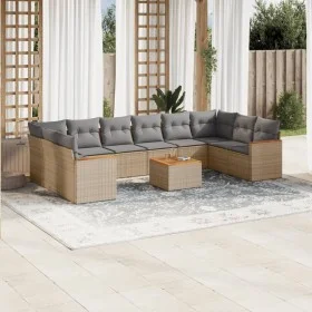 Set de sofás de jardín 11pzas con cojines ratán sintético beige de , Conjuntos de jardín - Ref: Foro24-3258734, Precio: 655,4...