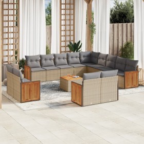 14-teiliges Gartensofa-Set mit beigen synthetischen Rattankissen von , Gartensets - Ref: Foro24-3260617, Preis: 926,62 €, Rab...