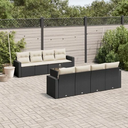 Set de sofás de jardín 8 piezas y cojines ratán sintético negro de , Conjuntos de jardín - Ref: Foro24-3218736, Precio: 533,9...