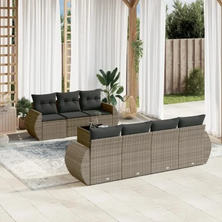8-piece garden sofa set and gray synthetic rattan cushions by , Garden sets - Ref: Foro24-3221129, Price: 545,90 €, Discount: %