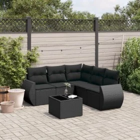 6-piece garden sofa set and black synthetic rattan cushions by , Garden sets - Ref: Foro24-3221354, Price: 425,15 €, Discount: %