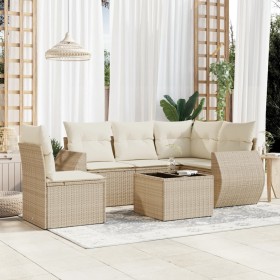 Gartensofa-Set mit Kissen, 6-teilig, beiges synthetisches Rattan von , Gartensets - Ref: Foro24-3221377, Preis: 434,79 €, Rab...