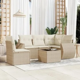 Gartensofa-Set mit Kissen, 6-teilig, beiges synthetisches Rattan von , Gartensets - Ref: Foro24-3221377, Preis: 478,33 €, Rab...