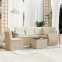 Garden sofa set with cushions 6 pieces beige synthetic rattan by , Garden sets - Ref: Foro24-3221377, Price: 478,33 €, Discou...
