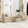 Gartensofa-Set mit Kissen, 6-teilig, beiges synthetisches Rattan von , Gartensets - Ref: Foro24-3221377, Preis: 434,55 €, Rab...