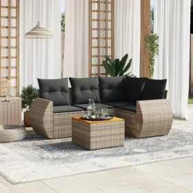 Gartensofa-Set mit Kissen, 5-teilig, graues synthetisches Rattan von , Gartensets - Ref: Foro24-3224989, Preis: 338,53 €, Rab...