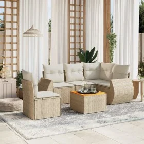 Garden sofa set with cushions 6 pieces beige synthetic rattan by , Garden sets - Ref: Foro24-3225008, Price: 474,20 €, Discou...