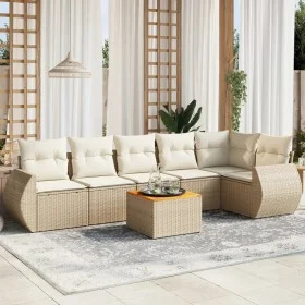7-teiliges Gartensofa-Set und beigefarbene synthetische Rattankissen von , Gartensets - Ref: Foro24-3225015, Preis: 511,54 €,...