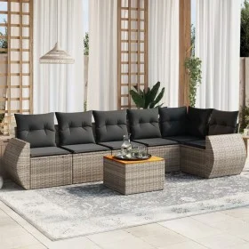 7-piece garden sofa set with gray PE rattan cushions by , Garden sets - Ref: Foro24-3225017, Price: 441,96 €, Discount: %