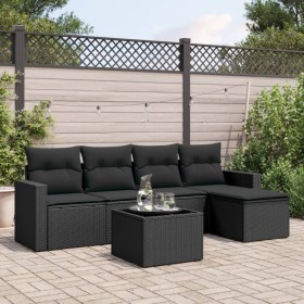6-teiliges Gartensofa-Set und schwarze synthetische Rattankissen von , Gartensets - Ref: Foro24-3218885, Preis: 346,39 €, Rab...