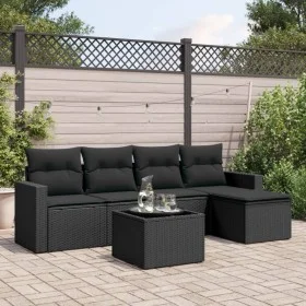 6-teiliges Gartensofa-Set und schwarze synthetische Rattankissen von , Gartensets - Ref: Foro24-3218885, Preis: 354,84 €, Rab...