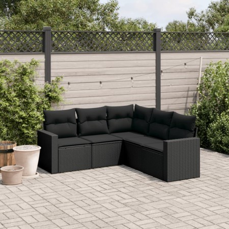 5-teiliges Gartenmöbel-Set und schwarze synthetische Rattankissen von , Gartensets - Ref: Foro24-3218935, Preis: 334,65 €, Ra...
