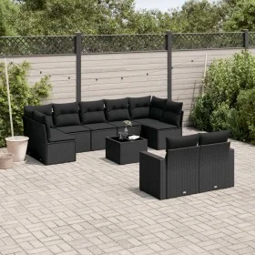 Set de sofás de jardín 10 pzas cojines ratán sintético negro de , Conjuntos de jardín - Ref: Foro24-3219415, Precio: 624,83 €...