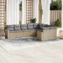 9-teiliges Gartensofa-Set mit beigen synthetischen Rattankissen von , Gartensets - Ref: Foro24-3219429, Preis: 551,53 €, Raba...