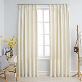 Cortinas opacas con ganchos 2 pzas terciopelo crema 140x225 cm