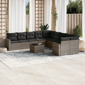 11-piece garden sofa set and gray synthetic rattan cushions by , Garden sets - Ref: Foro24-3219510, Price: 644,45 €, Discount: %