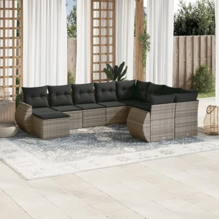 10-piece garden sofa set with gray synthetic rattan cushions by , Modular outdoor sofas - Ref: Foro24-3221859, Price: 612,45 ...