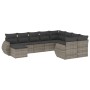 10-teilige Gartensofagarnitur mit grauen synthetischen Rattankissen von , Modulare Sofas für den Außenbereich - Ref: Foro24-3...