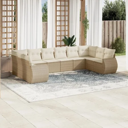 Garden sofa set with beige cushions 10 pieces synthetic rattan by , Modular outdoor sofas - Ref: Foro24-3221867, Price: 716,2...