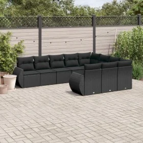 Garden sofa set 10 pieces with black synthetic rattan cushions by , Modular outdoor sofas - Ref: Foro24-3221884, Price: 689,5...