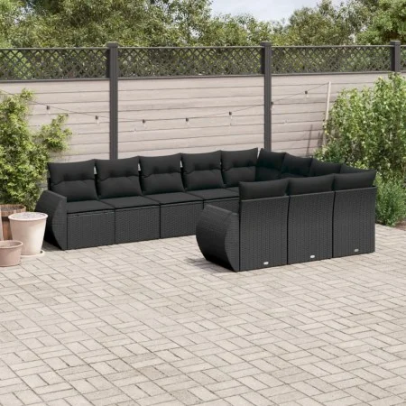 Garden sofa set 10 pieces with black synthetic rattan cushions by , Modular outdoor sofas - Ref: Foro24-3221884, Price: 689,5...
