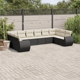 Garden sofa set 10 pieces with black synthetic rattan cushions by , Modular outdoor sofas - Ref: Foro24-3221865, Price: 621,1...