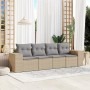 Garden sofa set with cushions 4 pieces beige synthetic rattan by , Modular outdoor sofas - Ref: Foro24-3222278, Price: 272,61...