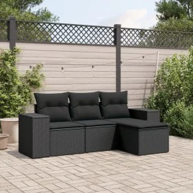 4-piece garden sofa set with black synthetic rattan cushions by , Modular outdoor sofas - Ref: Foro24-3222464, Price: 303,11 ...