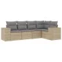 Gartensofa-Set mit Kissen, 5-teilig, beiges synthetisches Rattan von , Modulare Sofas für den Außenbereich - Ref: Foro24-3222...