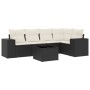6-teiliges Gartensofa-Set und schwarze synthetische Rattankissen von , Modulare Sofas für den Außenbereich - Ref: Foro24-3222...