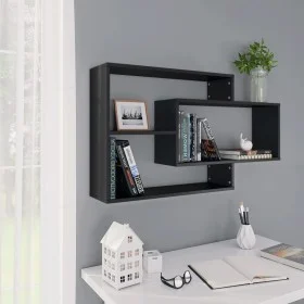 Wandregale aus schwarzem Sperrholz, 104 x 20 x 58,5 cm von vidaXL, Regale und Regale - Ref: Foro24-800325, Preis: 36,98 €, Ra...