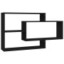 Estantes de pared de madera contrachapada negro 104x20x58,5 cm