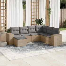 7-piece garden sofa set and beige synthetic rattan cushions by , Garden sets - Ref: Foro24-3222898, Price: 454,17 €, Discount: %