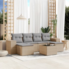 7-piece garden sofa set and beige synthetic rattan cushions by , Garden sets - Ref: Foro24-3222928, Price: 395,29 €, Discount: %