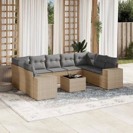 Garden sofa set with beige cushions 10 pieces synthetic rattan by , Garden sets - Ref: Foro24-3223008, Price: 622,68 €, Disco...