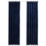 Cortinas opacas ganchos 2 pzas terciopelo azul oscuro 140x245cm de vidaXL, Cortinas y visillos - Ref: Foro24-134534, Precio: ...