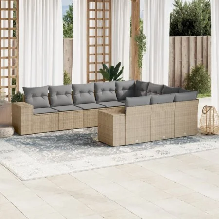 Gartensofa-Set mit beigen Kissen, 10-teilig, synthetisches Rattan von , Gartensets - Ref: Foro24-3223088, Preis: 654,95 €, Ra...