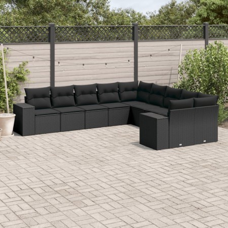 Garden sofa set 10 pieces with black synthetic rattan cushions by , Garden sets - Ref: Foro24-3223104, Price: 679,52 €, Disco...