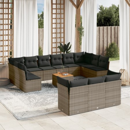 Set de sofás de jardín 14 pzas con cojines ratán sintético gris de , Conjuntos de jardín - Ref: Foro24-3223925, Precio: 817,3...