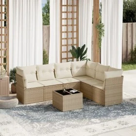7-teiliges Gartensofa-Set und beige synthetische Rattankissen von , Gartensets - Ref: Foro24-3249527, Preis: 461,42 €, Rabatt: %