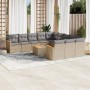 Set de sofás de jardín 12 pzas y cojines ratán sintético marrón de , Conjuntos de jardín - Ref: Foro24-3258839, Precio: 780,16 €