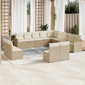 Gartensofa-Set mit Kissen, 13-teilig, beiges synthetisches Rattan von , Gartensets - Ref: Foro24-3258887, Preis: 886,30 €, Ra...