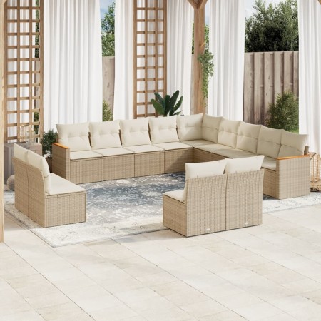 Garden sofa set with cushions 13 pieces beige synthetic rattan by , Garden sets - Ref: Foro24-3258887, Price: 858,24 €, Disco...