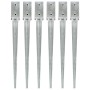 Ground spikes 6 units galvanized steel silver 7x7x75 cm by vidaXL, Spikes for anchoring in the ground - Ref: Foro24-145402, P...