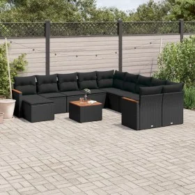 Garden sofa set 12 pieces with black synthetic rattan cushions by , Garden sets - Ref: Foro24-3258975, Price: 708,15 €, Disco...