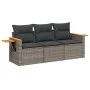 Set de sofá de jardín 3 pzas y cojines ratán sintético gris de , Conjuntos de jardín - Ref: Foro24-3259001, Precio: 217,05 €,...