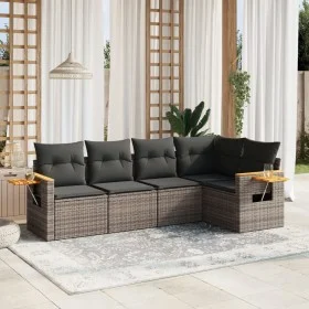 Gartensofa-Set mit Kissen, 5-teilig, graues synthetisches Rattan von , Gartensets - Ref: Foro24-3259190, Preis: 343,95 €, Rab...